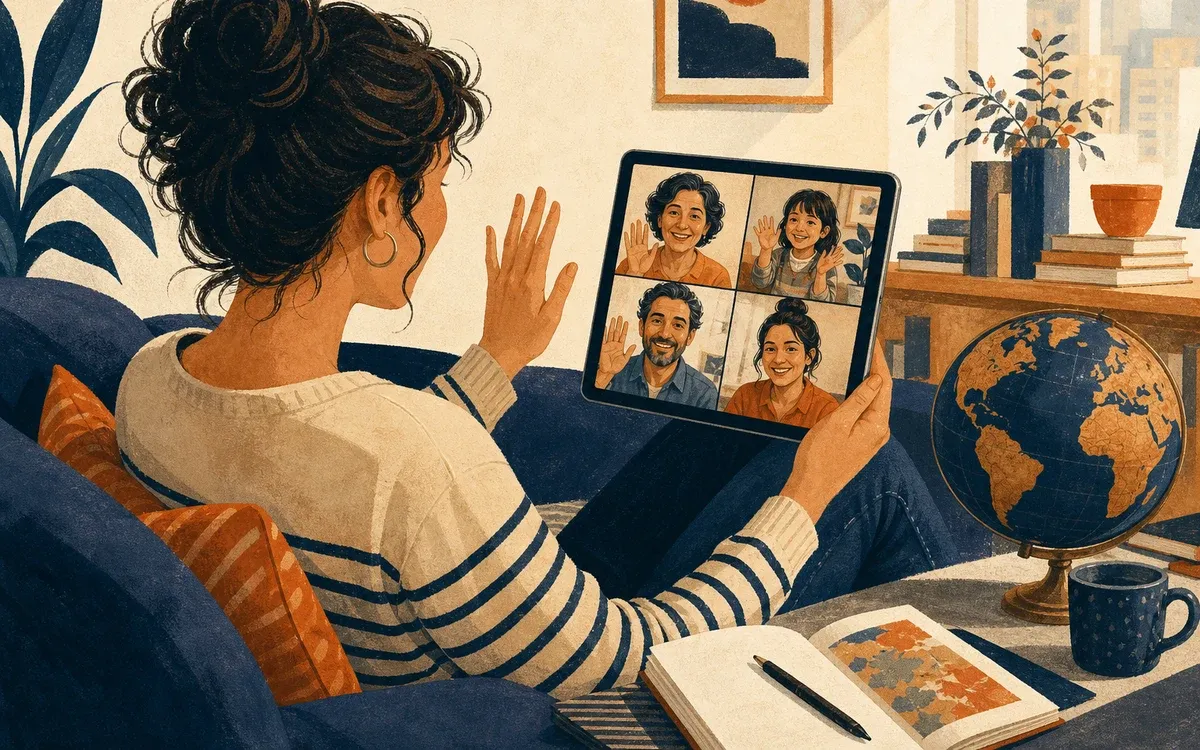 Illustration for the A1 story "El Parque": . Setting cues: family-call.
