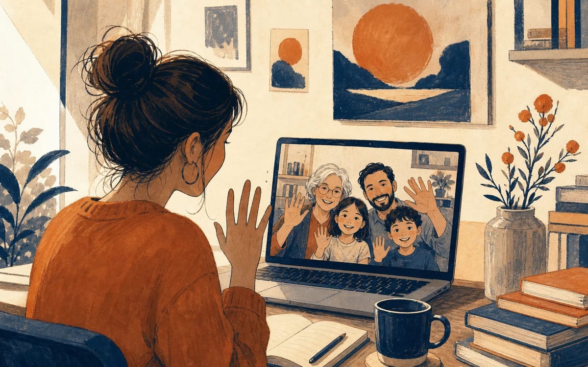 Illustration for the A1 story "Mi Nuevo Vecino": . Setting cues: apartment-building.