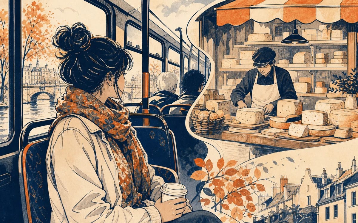 Illustration for the A1 story "Une Rencontre au Café": . Setting cues: cafe.